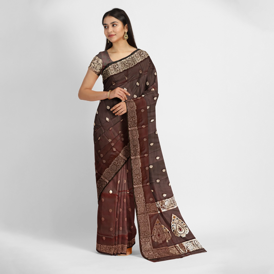 Kanjivaram Silk Dual Tone with Traditional Border Soft Silk Body Butta