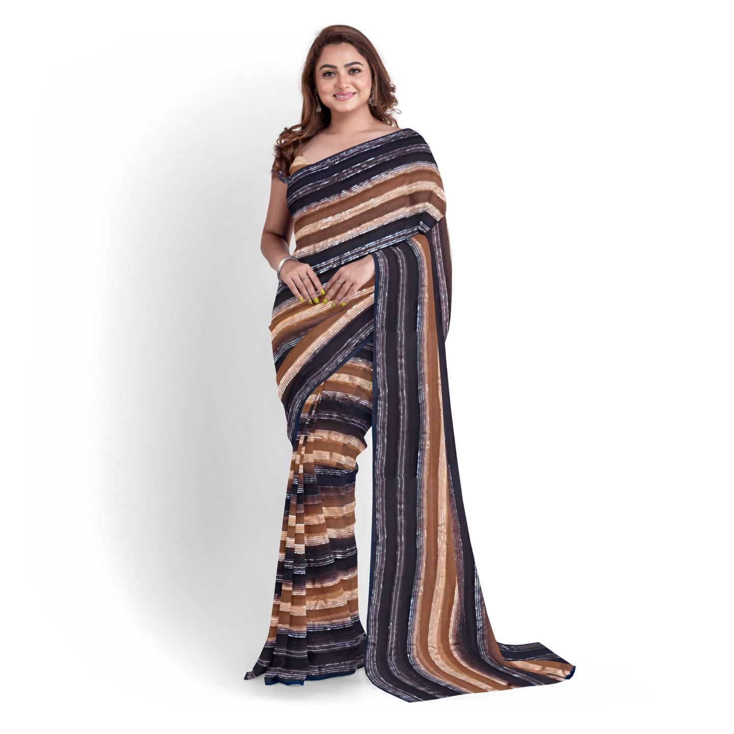 Georgette Stripes Knit Saree