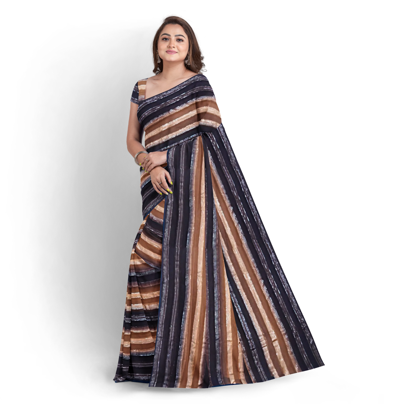 Georgette Stripes Knit Saree