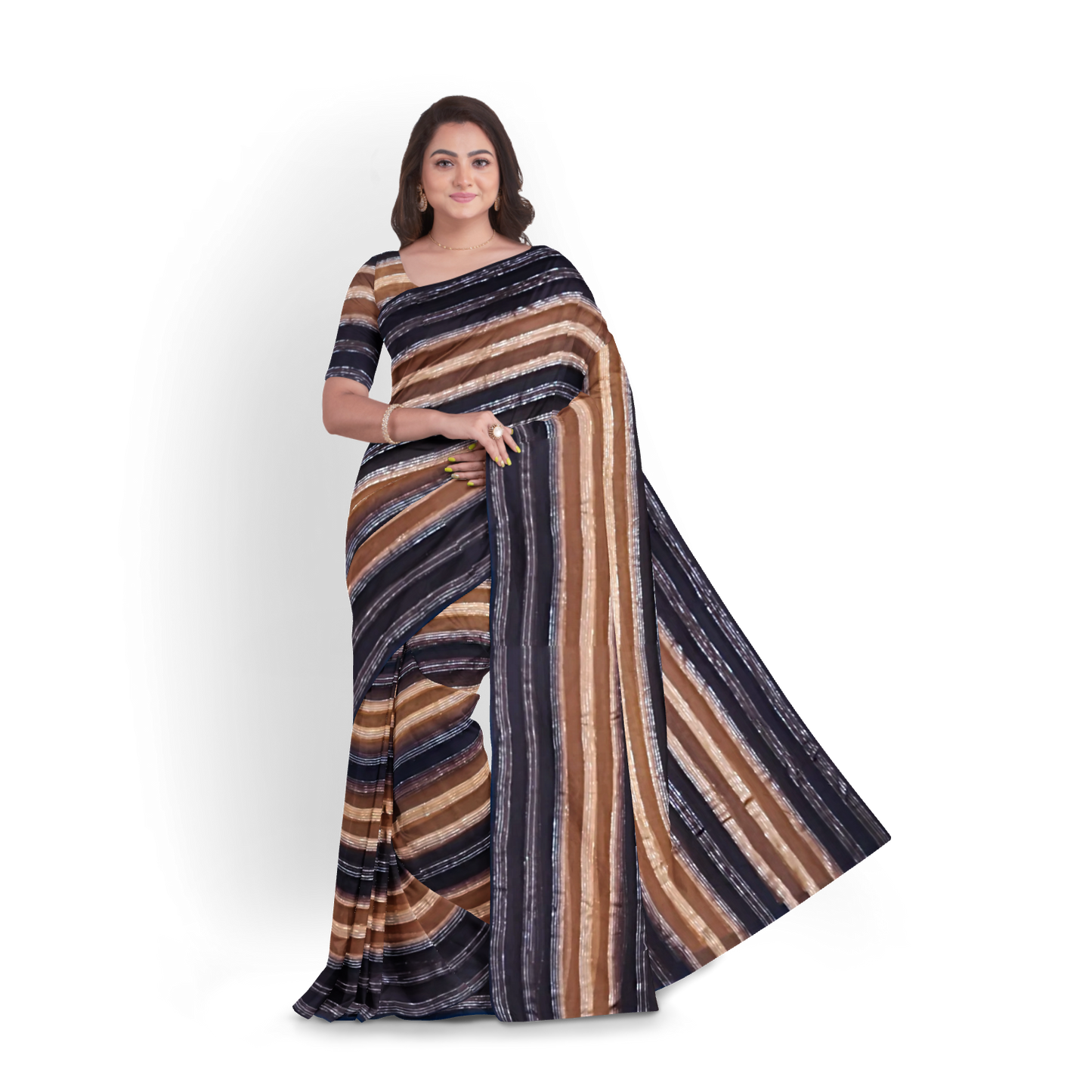 Georgette Stripes Knit Saree