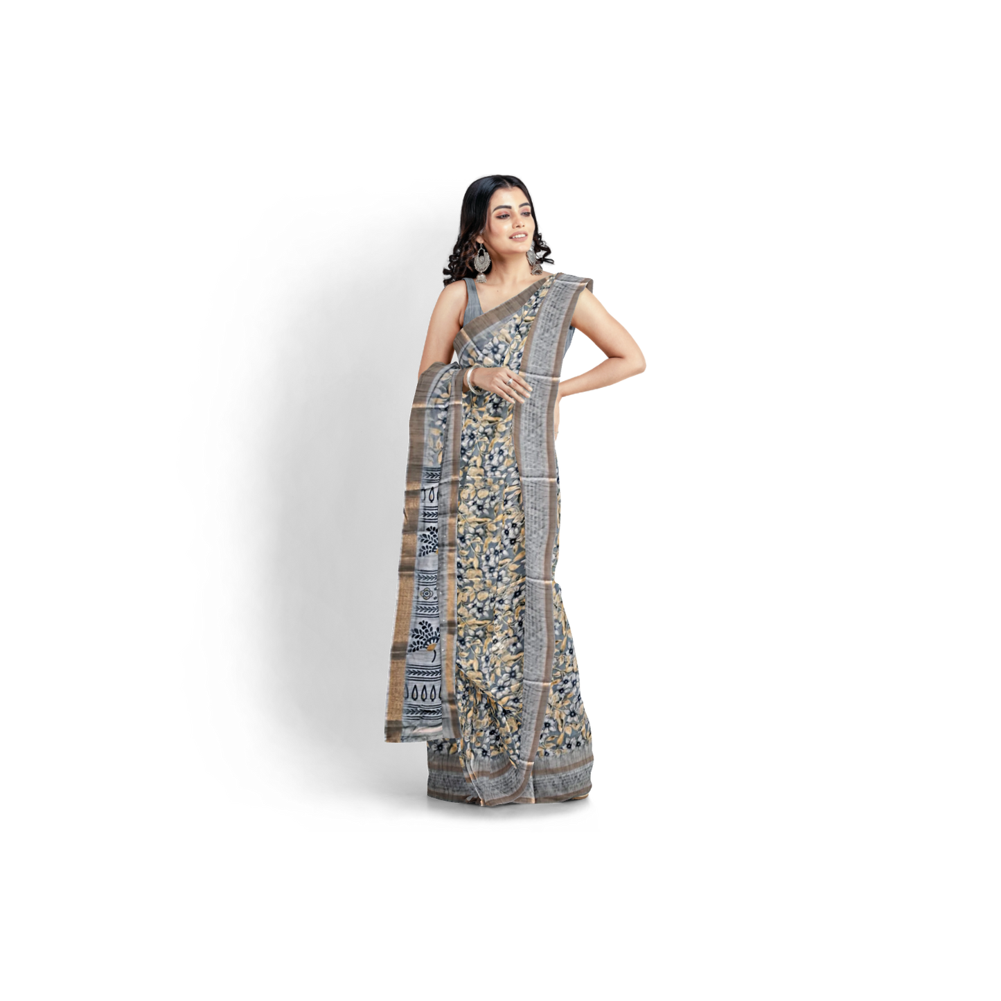 Grey Georgette Saree