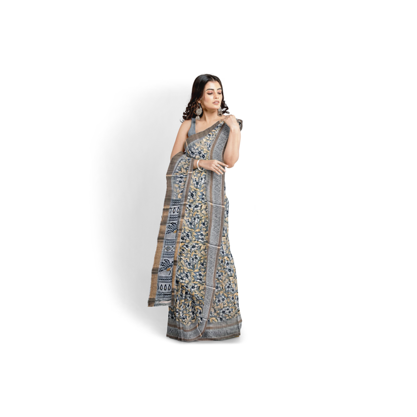 Grey Georgette Saree