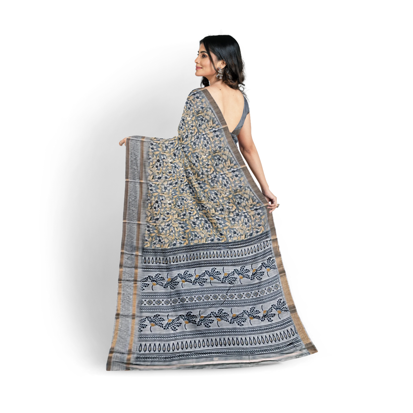 Grey Georgette Saree