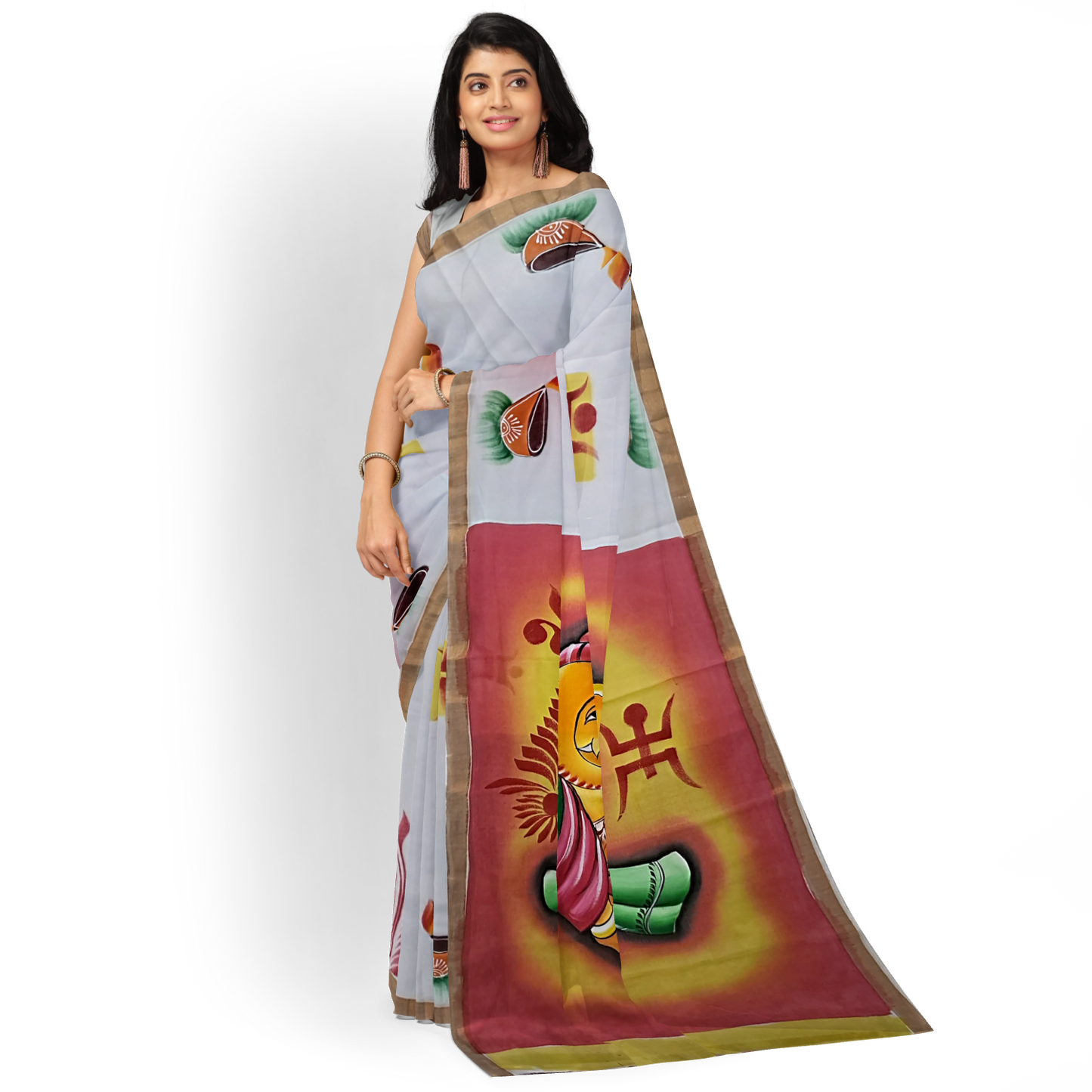 Hand Paint Cotton Silk Saree