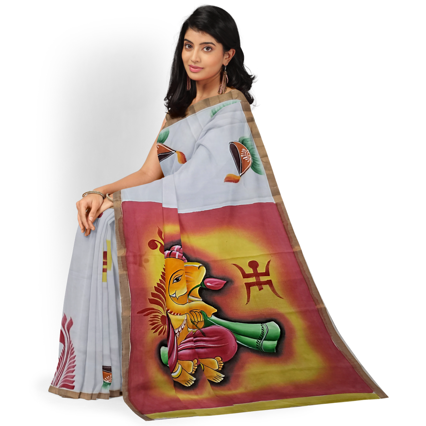 Hand Paint Cotton Silk Saree