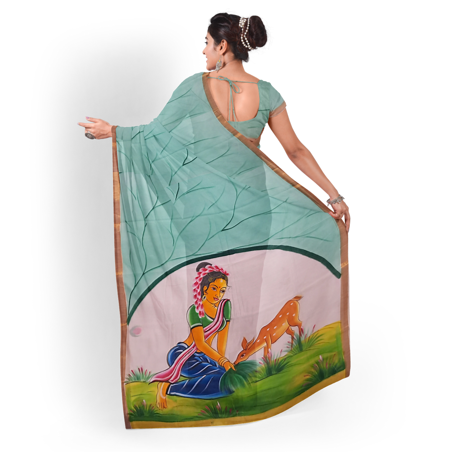 Hand Paint Cotton Silk Saree