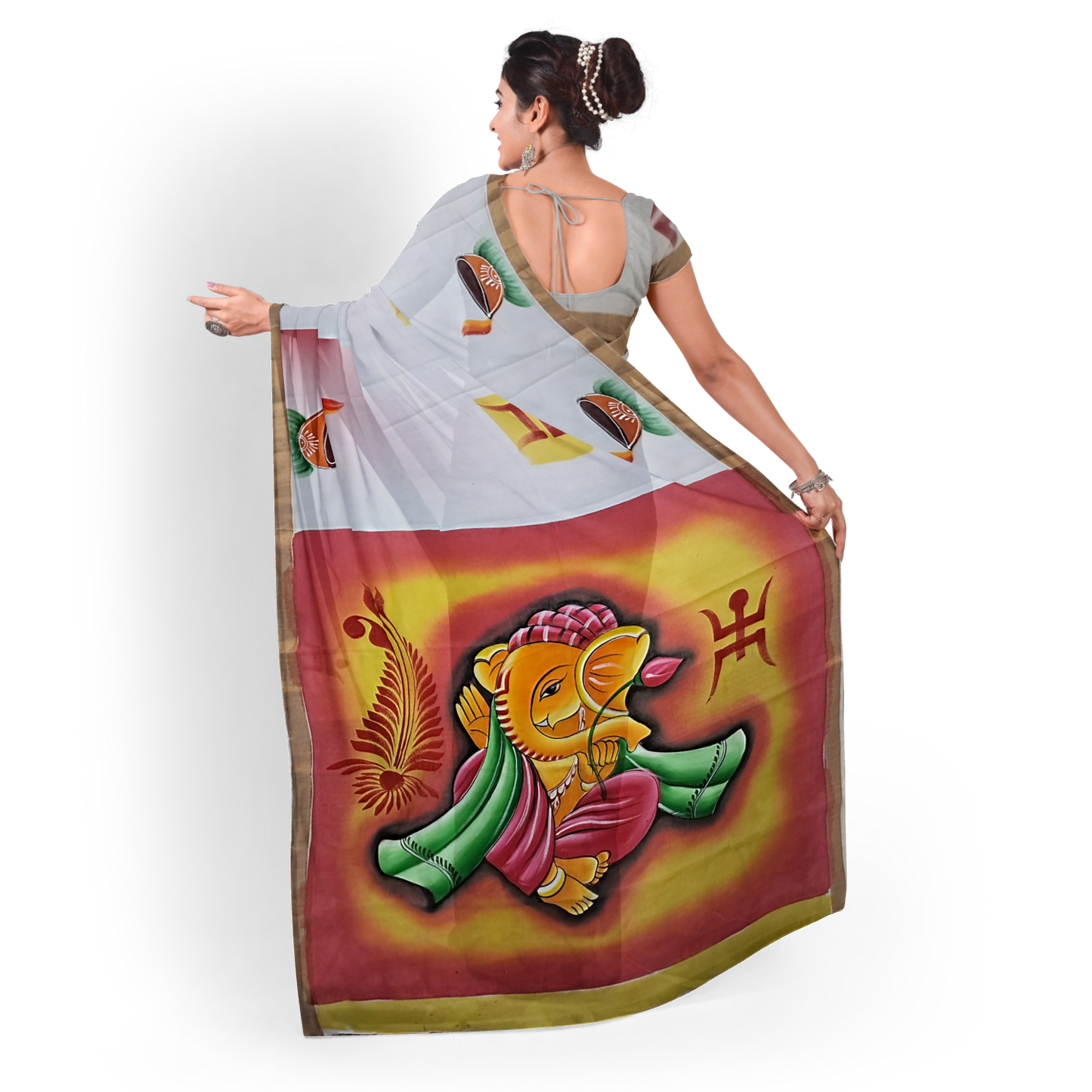 Hand Paint Cotton Silk Saree